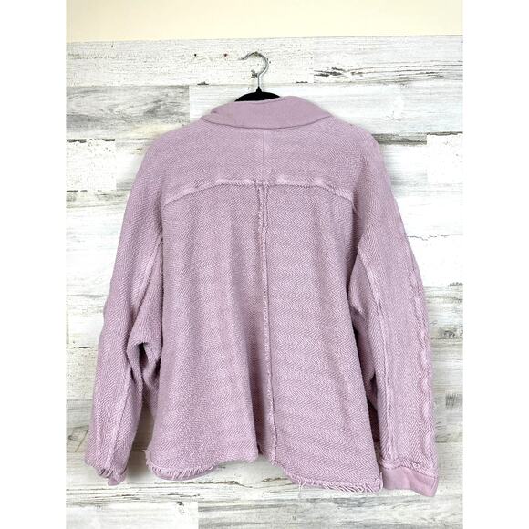 Free People Beach Women’s S Purple Rowan Henley Oversized Distressed Sweatshirt - Picture 2 of 6